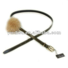 Woman Leather Belt Mink Hair Leather Belt